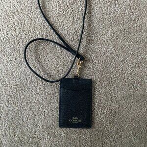 Coach Black Faux Leather Lanyard